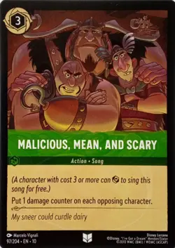 97/204 MALICIOUS, MEAN, AND SCARY EN10 UNCOMMON DISNEY LORCANA - Image 1