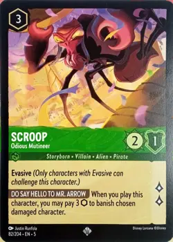 82/204 SCROOP ODIOUS MUTINEER SHIMMERING SKIES SUPER RARE DISNEY LORCANA CARD - Image 1