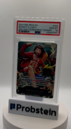 2024 One Piece EN 2nd Anniversary Tournament Winner #003 Monkey D. Luffy PSA 10 - Image 2