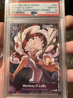 2023 ONE PIECE #041 MONKEY D. LUFFY 1ST ANNIVERSARY TOURNAMENT WINNER PSA 10 - Image 1