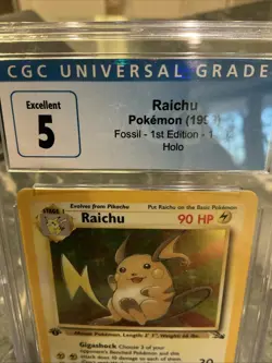 Pokemon TCG Raichu Fossil 1999 Holo 14/62 1st edition Cgc 5. - Image 2