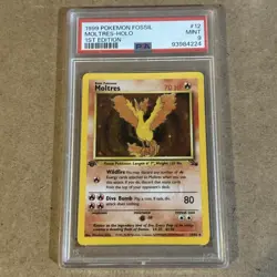 1999 Pokemon Fossil Moltres Holo 1st Edition #12/62 PSA 9 - Image 1
