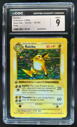 1999 Pokemon Set 1st Edition Raichu Holo #14/102 CGC 9 - Image 1
