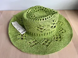 Urban Outfitters Jessie Straw Cowboy Hat Lime Green Distressed Western Festival - Image 1