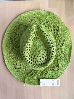 Urban Outfitters Jessie Straw Cowboy Hat Lime Green Distressed Western Festival - Image 5