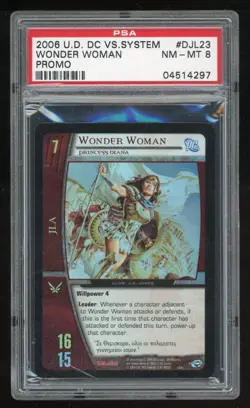 2006 Upper Deck DC Vs System Foil Promo Card Wonder Woman #DJL23 PSA 8 TCG - Image 1