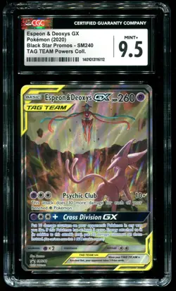 CGC 9.5 Espeon & Deoxys GX Tag Team Promo 2020 Pokemon Card #SM240 - Image 1