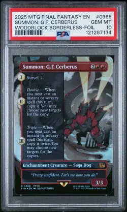 Summon: G.F. Cerberus - #368 - Borderless - Foil - Final Fantasy - FIN - PSA 10 - Image 2