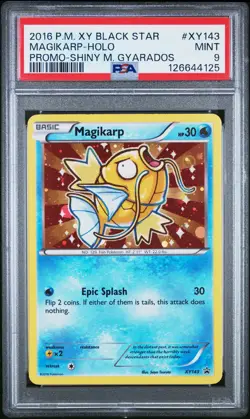 2016 POKEMON XY BLACK STAR PROMO SHINY MEGA GYARADOS #XY143 MAGIKARP-HOLO PSA 9 - Image 1
