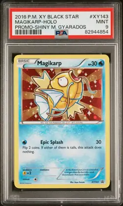 2016 POKEMON XY BLACK STAR PROMO SHINY MEGA GYARADOS #XY143 MAGIKARP-HOLO PSA 9 - Image 1