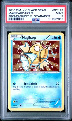 2016 POKEMON XY BLACK STAR PROMO SHINY MEGA GYARADOS #XY143 MAGIKARP-HOLO PSA 9 - Image 1