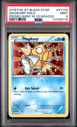 2016 POKEMON XY BLACK STAR PROMO SHINY MEGA GYARADOS #XY143 MAGIKARP-HOLO PSA 9 - Image 1