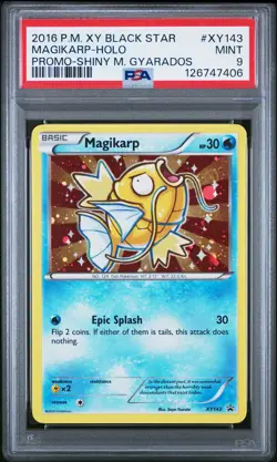 2016 POKEMON XY BLACK STAR PROMO SHINY MEGA GYARADOS #XY143 MAGIKARP-HOLO PSA 9 - Image 1