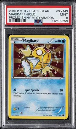 2016 POKEMON XY BLACK STAR PROMO SHINY MEGA GYARADOS #XY143 MAGIKARP-HOLO PSA 9 - Image 1