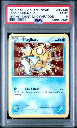 2016 POKEMON XY BLACK STAR PROMO SHINY MEGA GYARADOS #XY143 MAGIKARP-HOLO PSA 9 - Image 1