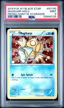 2016 POKEMON XY BLACK STAR PROMO SHINY MEGA GYARADOS #XY143 MAGIKARP-HOLO PSA 9 - Image 1