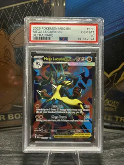 2025 POKEMON MEG EN-MEGA EVOLUTION ULTRA RARE #160 MEGA LUCARIO EX PSA 10 - Image 1