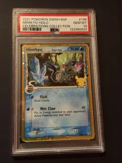 2021 POKEMON SWSH BLACK STAR PROMO CELEBRATIONS COLL #136 MIMIKYU-HOLO PSA 10 - Image 1