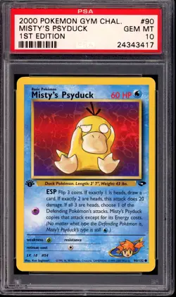 2000 Pokemon Gym Challenge 1st Edition Misty's Psyduck #90 PSA 10 GEM MINT - Image 1