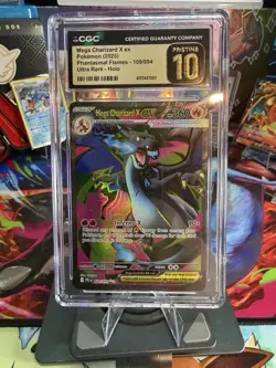 CGC 10 Pristine Mega Charizard X ex 109/094 Ultra Rare Pokemon Phantasmal Flames - Image 1