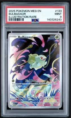 2025 Pokemon BULBASAUR #133 Illustration Rare Mega Evolutions PSA 9 MINT - Image 1