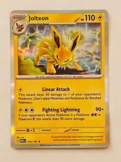 Jolteon 135/165 Scarlet & Violet 151 Holo Rare Pokemon TCG English NM - Image 1