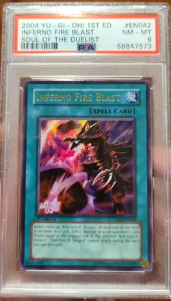 Yugioh 2004 Inferno Fire Blast 1st Ed PSA 8 NM-MT Soul of the Duelist - Image 1
