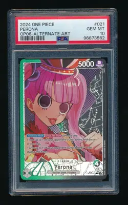 PSA 10 PERONA 2024 ONE PIECE WINGS OF THE CAPTAIN OP06 #021 ALTERNATE ART - Image 1