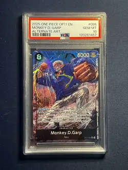 2025 ONE PIECE OP11-A FIST OF DIVINE SPEED #095 MONKEY D. GARP ALT ART PSA 10 - Image 1