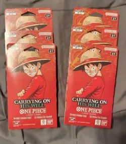 One Piece TCG Lot of (6) OP-13 Carrying On His Will, Sleeved Booster Pack - Image 1
