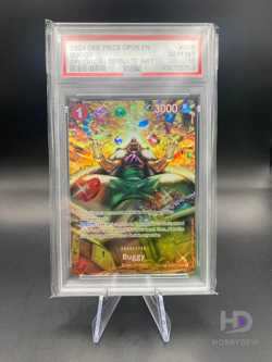 One Piece TCG Buggy SP Alt Art OP03-008 Wings of Captain OP06 PSA 10 Gem Mint - Image 1