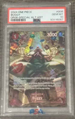 One Piece TCG Wings Of Captain OP06 OP03-008 Buggy SP Alt Art PSA 10 Gem Mint - Image 1