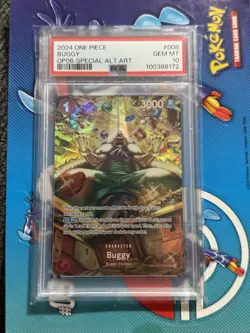 One Piece TCG Wings Of Captain OP06 OP03-008 Buggy SP Alt Art PSA 10 Gem Mint - Image 1