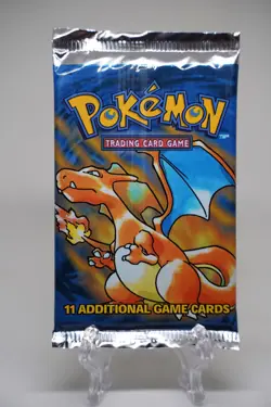 21.27g Pokemon Base Set Booster Pack Unlimited Charizard WOTC TCG Vintage Sealed - Image 2