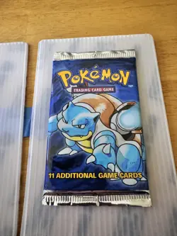 Pokemon Base Set Booster Pack Unlimited Blastoise Art WOTC TCG Vintage Sealed - Image 1