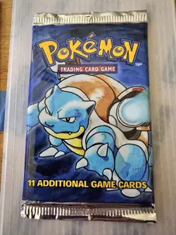 Pokemon Base Set Booster Pack Unlimited Blastoise Art WOTC TCG Vintage Sealed - Image 2