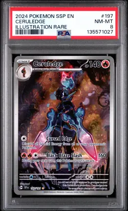 2024 POKEMON SSP EN-SURGING SPARKS ILLUSTRATION RARE #197 CERULEDGE PSA 8 - Image 1