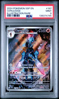 2024 POKEMON SSP EN-SURGING SPARKS ILLUSTRATION RARE #197 CERULEDGE PSA 9 - Image 1