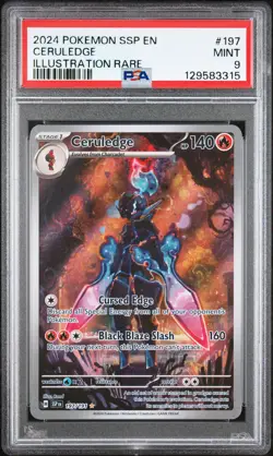 2024 POKEMON SSP EN-SURGING SPARKS ILLUSTRATION RARE #197 CERULEDGE PSA 9 - Image 1