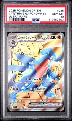 2025 Pokemon Dri En-Destined Rivals #215 Cynthia'S Garchomp Ex Ultra Rare PSA 10 - Image 1