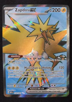 Pokemon TCG Zapdos EX Full Art Ultra Rare Holo Card 192/165 Scarlet & Violet 151 - Image 1