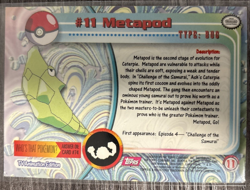 Metapod #11 Topps TV Animation Edition Series 1 Pokemon Card Red Topps Logo HP - Image 2