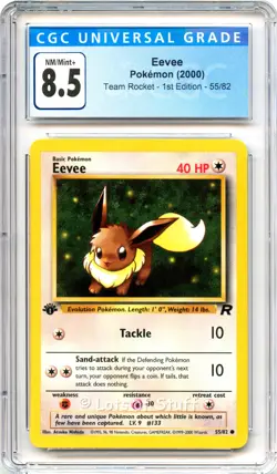CGC 8.5 NM/MINT+ Eevee Team Rocket 1st Edition 2000 Pokemon Card 55/82 -31 - Image 1