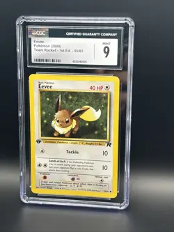 CGC 9 Eevee 1st Edition 55/82 Team Rocket 2000 Pokemon Card Graded CGC Mint 9 - Image 1