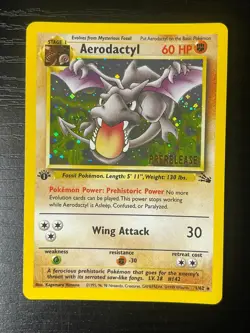 Pokemon TCG RARE COSMOS Aerodactyl Prerelease Promo Holo Foil Near Mint European - Image 1