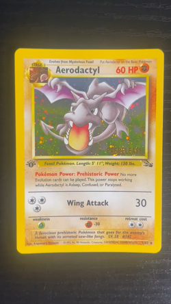 Pokemon TCG RARE COSMOS Aerodactyl Prerelease Promo Holo Foil Near Mint European - Image 2