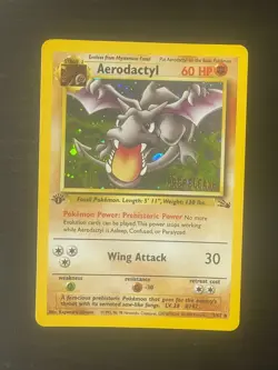 Pokemon TCG RARE COSMOS Aerodactyl Prerelease Promo Holo Foil Near Mint European - Image 1