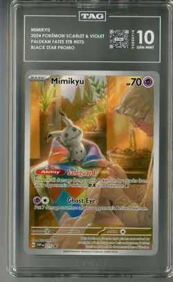 TAG GEM MINT 10 Pokemon TCG Mimikyu 075 Sv: Scarlet & Violet Promo Cards Holo - Image 1