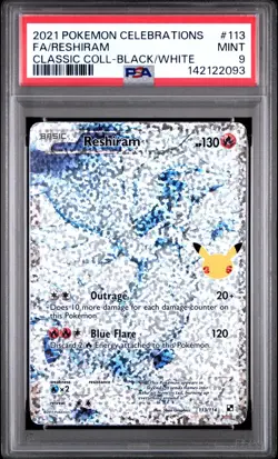PSA 9 RESHIRAM 113/114 FULL ART CELEBRATIONS CLASSIC COLLECTION POKEMON 🔥 - Image 1