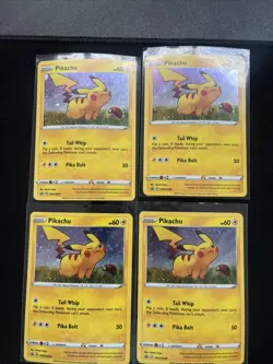 Pikachu SWSH039 X4 Lot- Sword & Shield Black Star Promo - Pokemon TCG Lp- Nm- Ex - Image 1